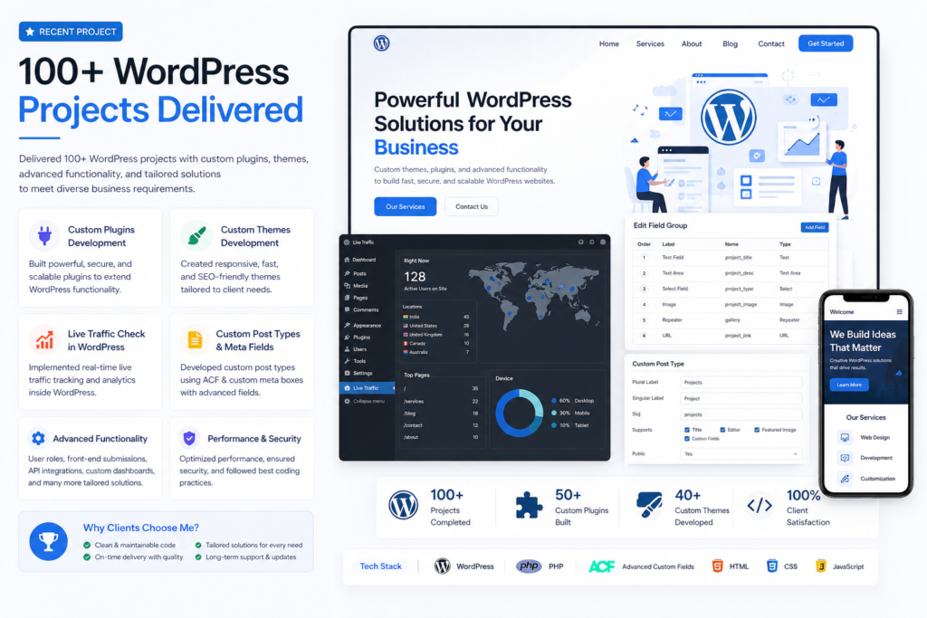 100+ Custom WordPress Solutions – Plugins, Themes & Advanced Functionality